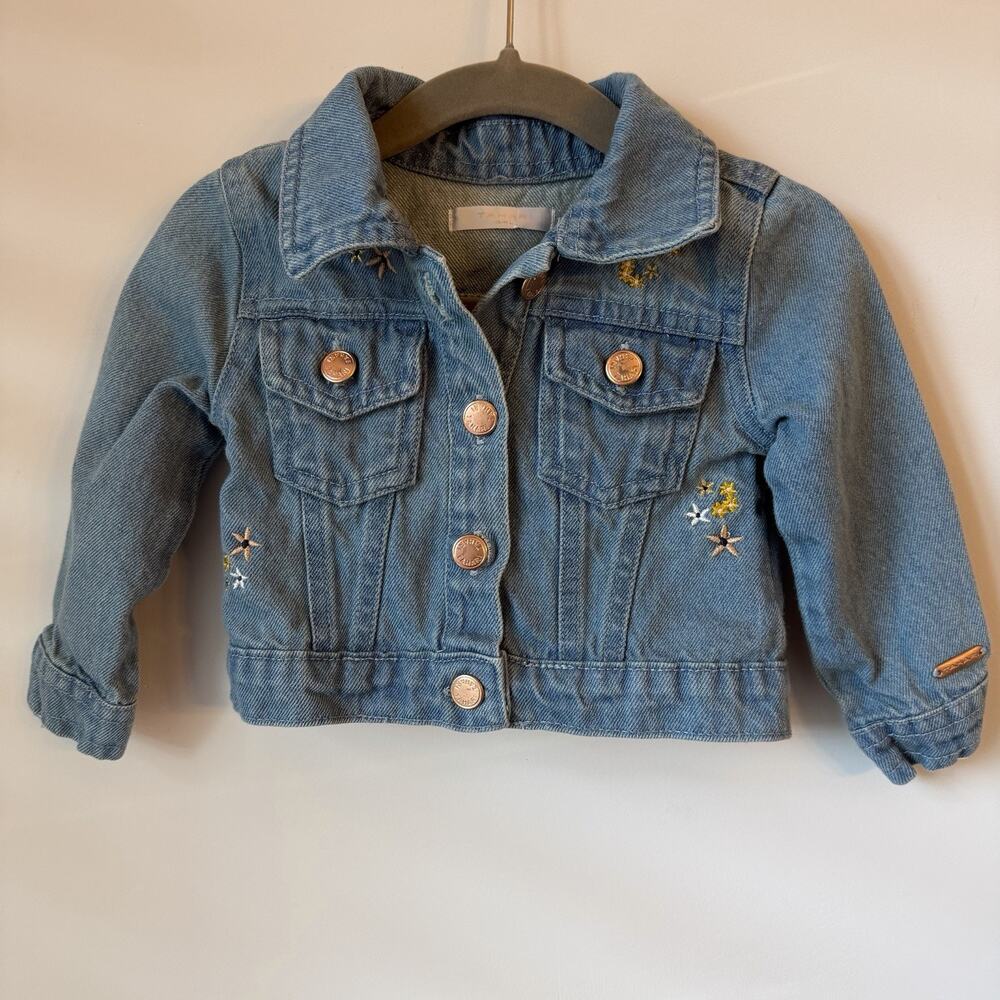 Tahari Infant Girl’s Denim Jacket 12 Months Embroidered Blue Medium Wash
